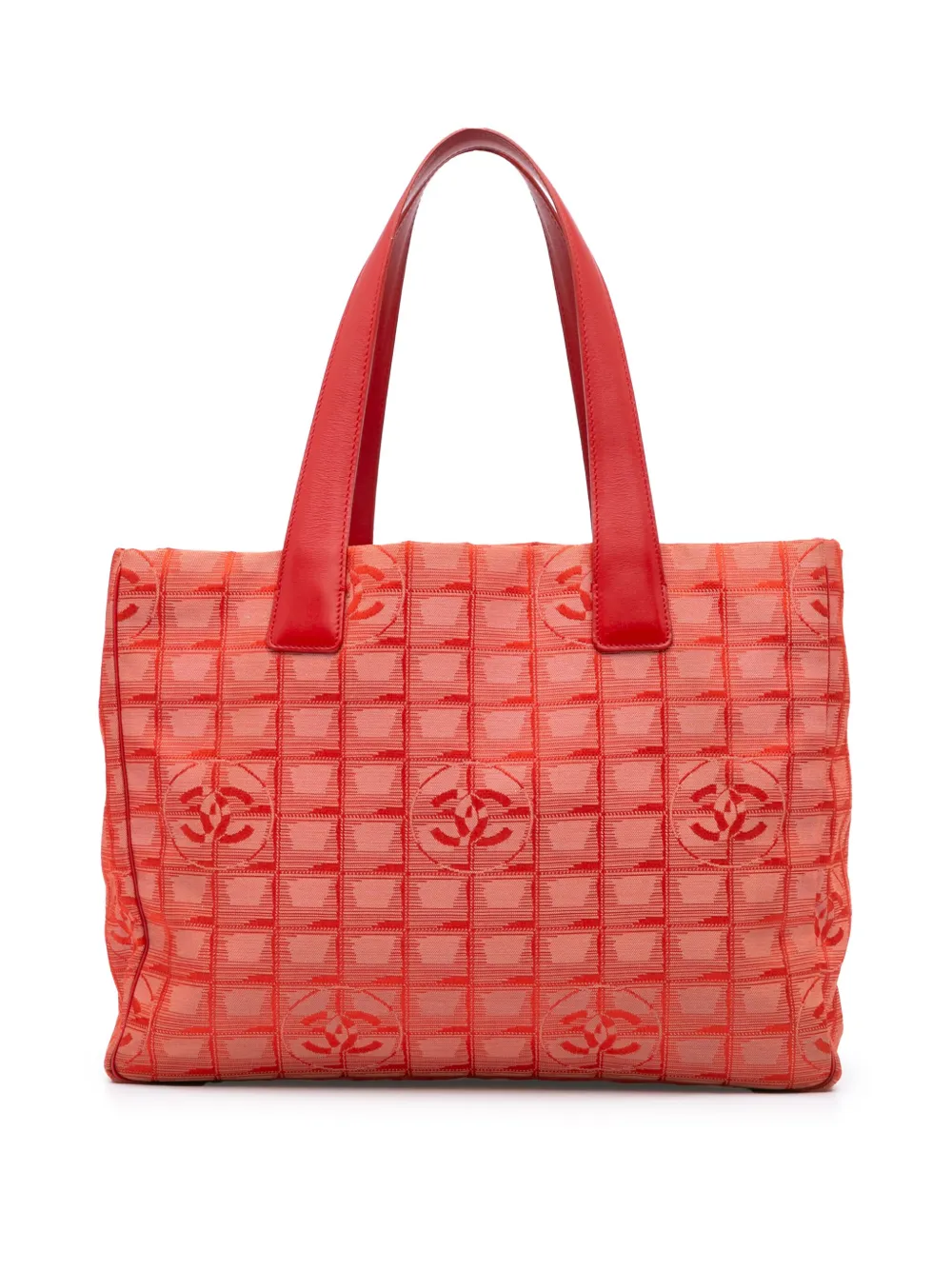 Pre-owned Chanel 2002-2003 New Travel Line Nylon Tote Bag In Red