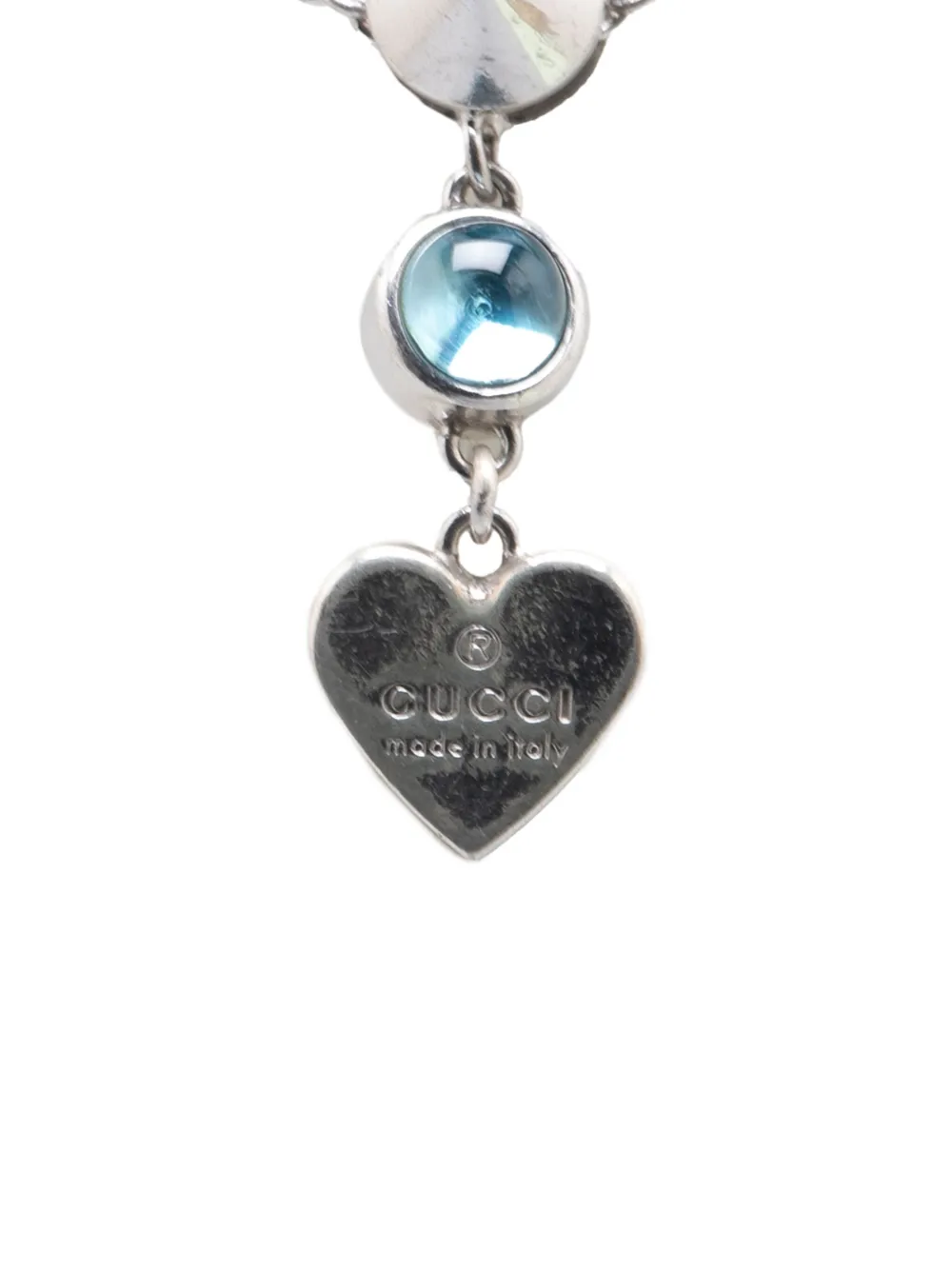 GUCCI 2000-2024 STERLING SILVER HEART TOPAZ DROP PENDANT NECKLACE