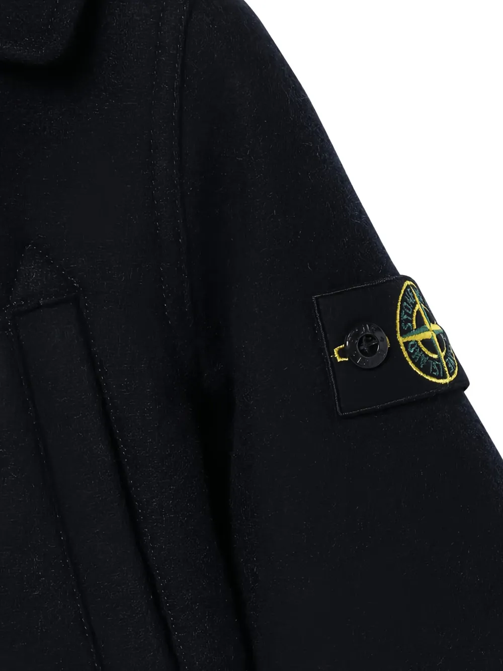 Stone Island Junior Jas met dubbele rij knopen en opgestikte zak Zwart