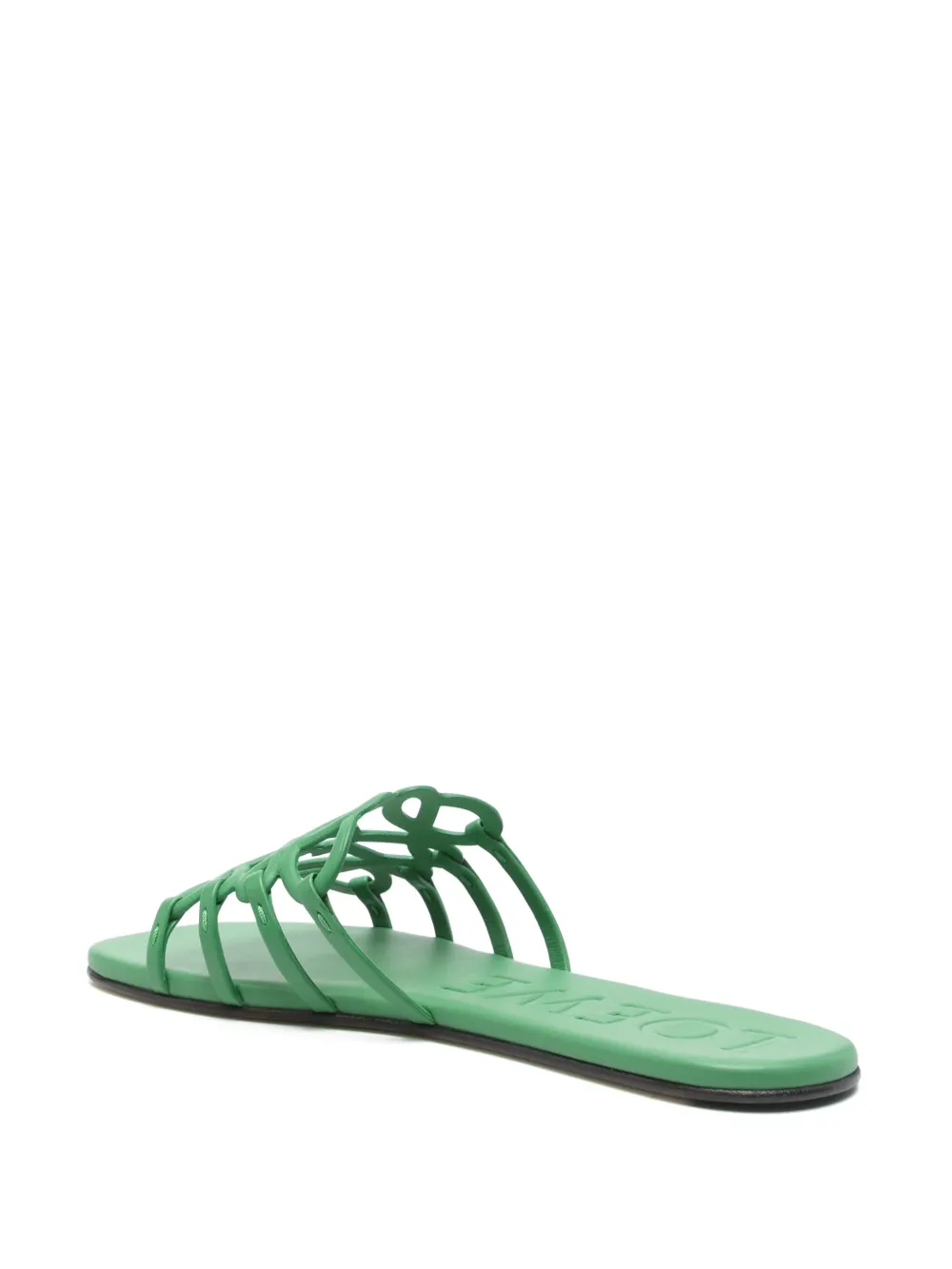 LOEWE cut-out leather slides Green