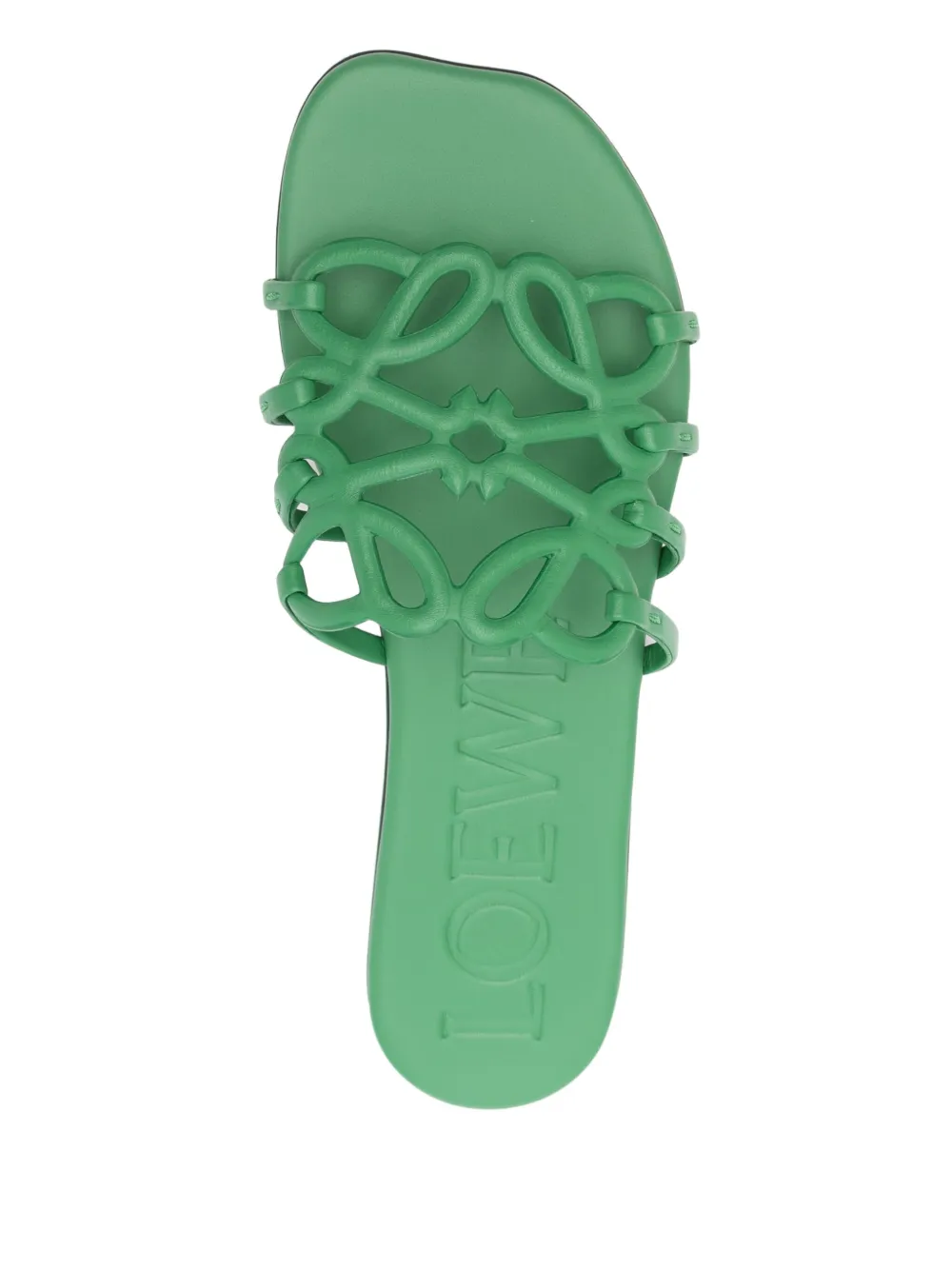 LOEWE cut-out leather slides Green