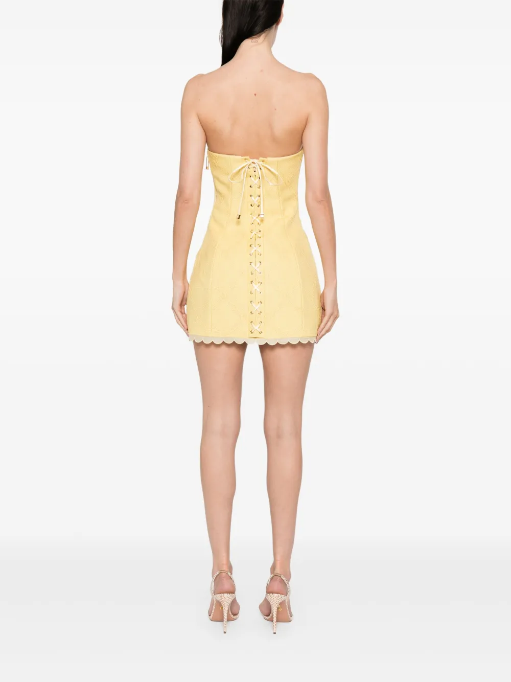 Elisabetta Franchi Raffia mini-jurk Geel