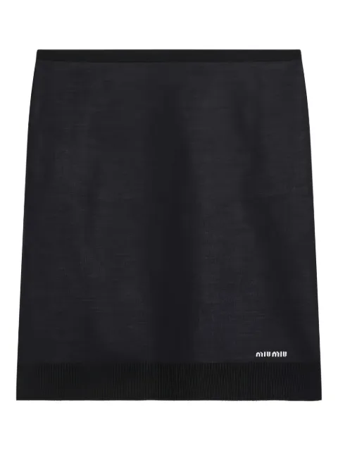 Miu Miu intarsia knit-logo skirt 