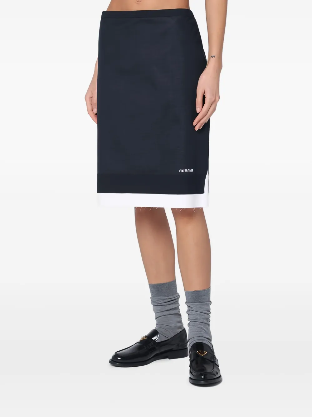 Miu Intarsia rok met logo Blauw