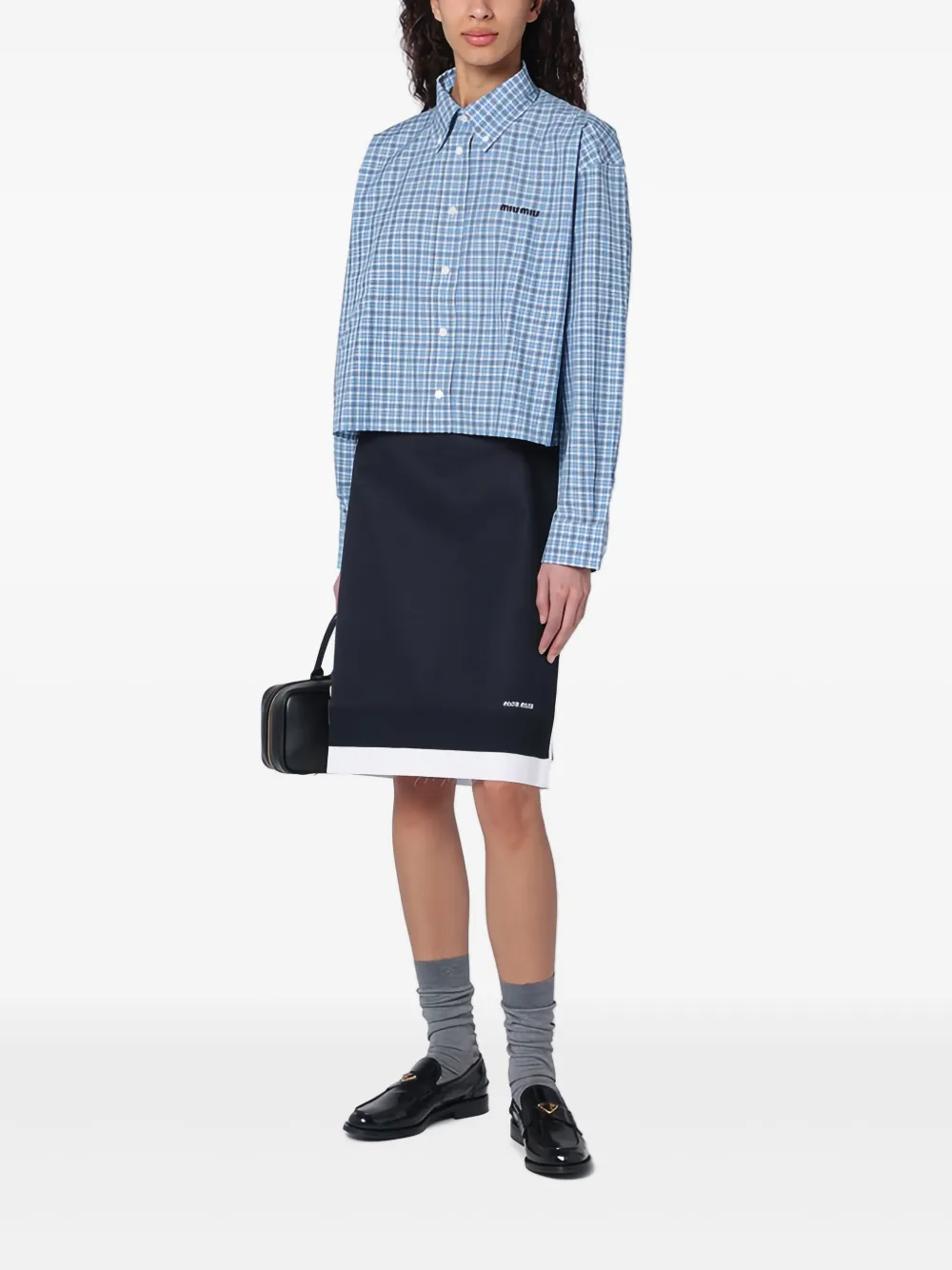 Miu Miu Intarsia rok met logo - Blauw