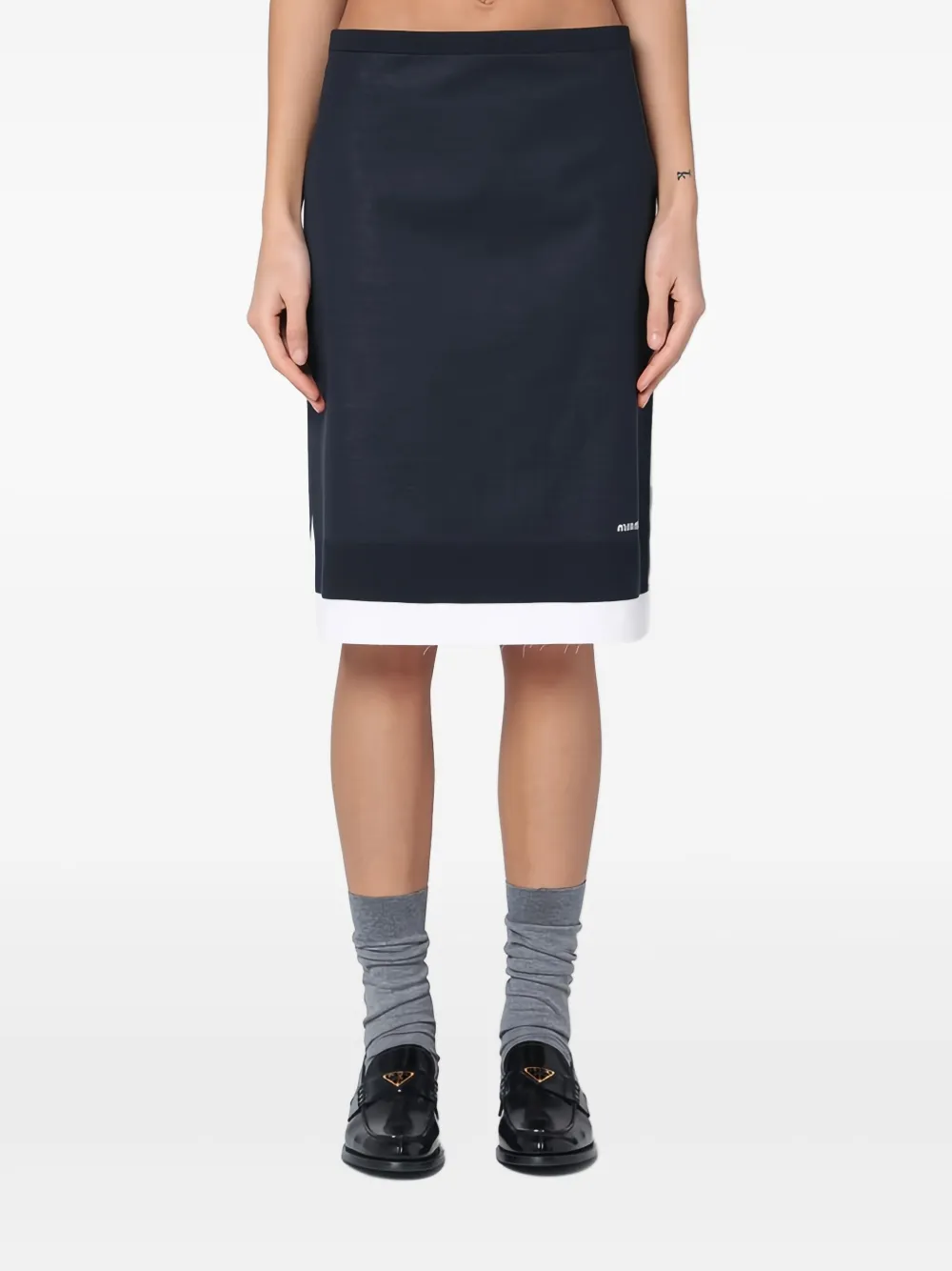 Miu Intarsia rok met logo Blauw