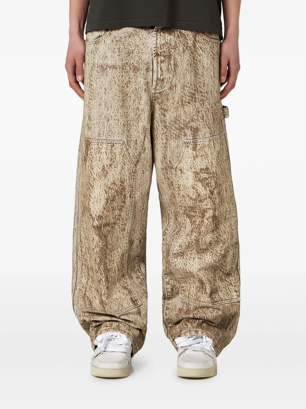 1989 STUDIO Gerafelde cargo broek Beige