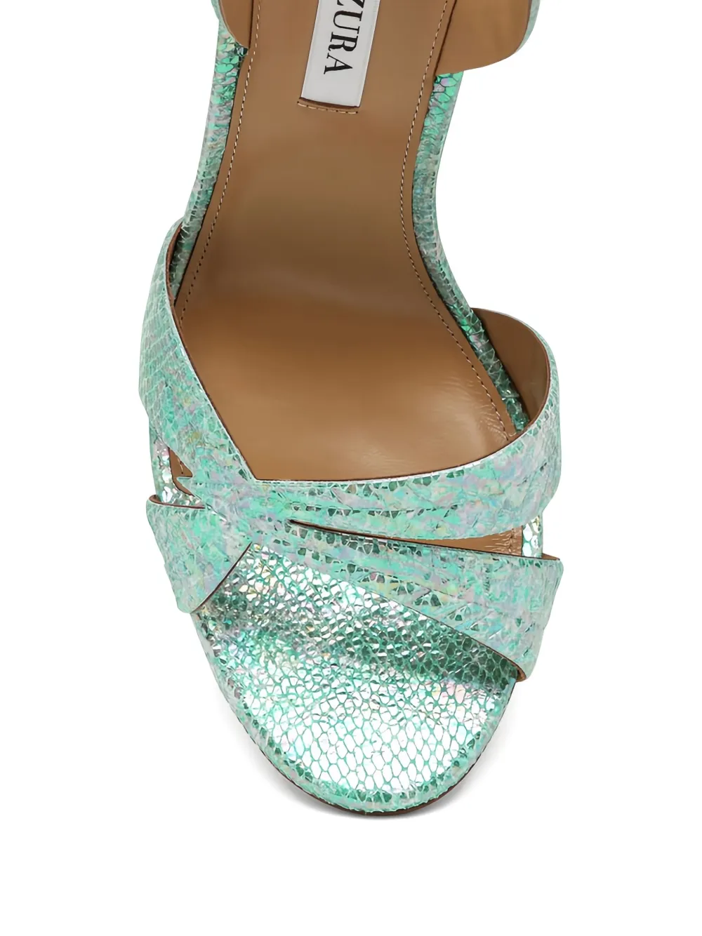 Aquazzura 105mm leaf-detail ankle-tie sandals Green