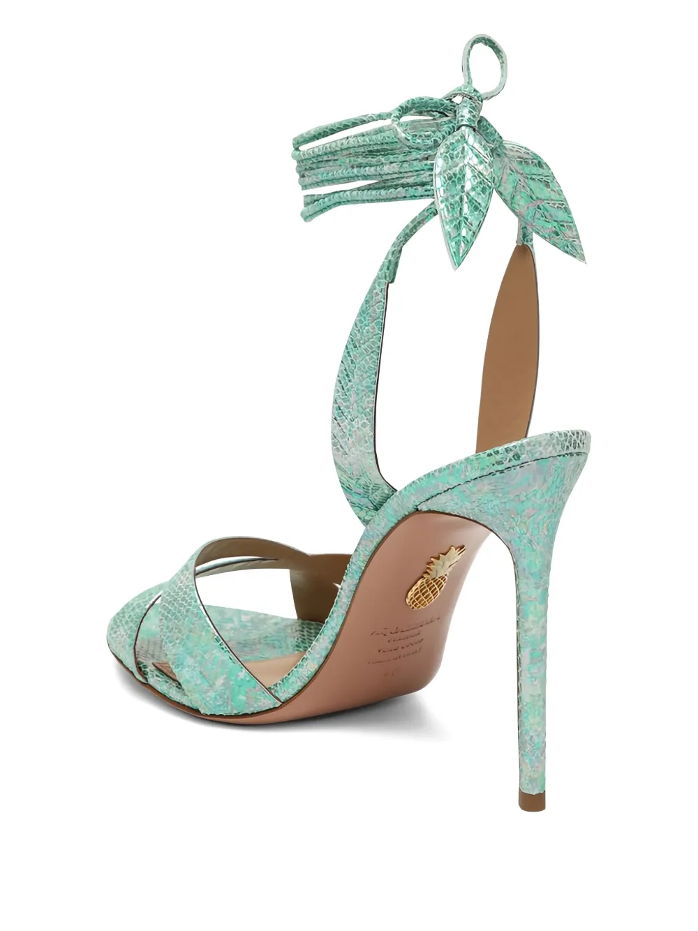 Aquazzura 105mm leaf-detail ankle-tie sandals Green