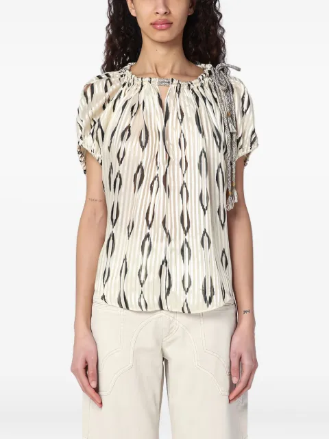 ISABEL MARANT graphic-pattern pleated blouse