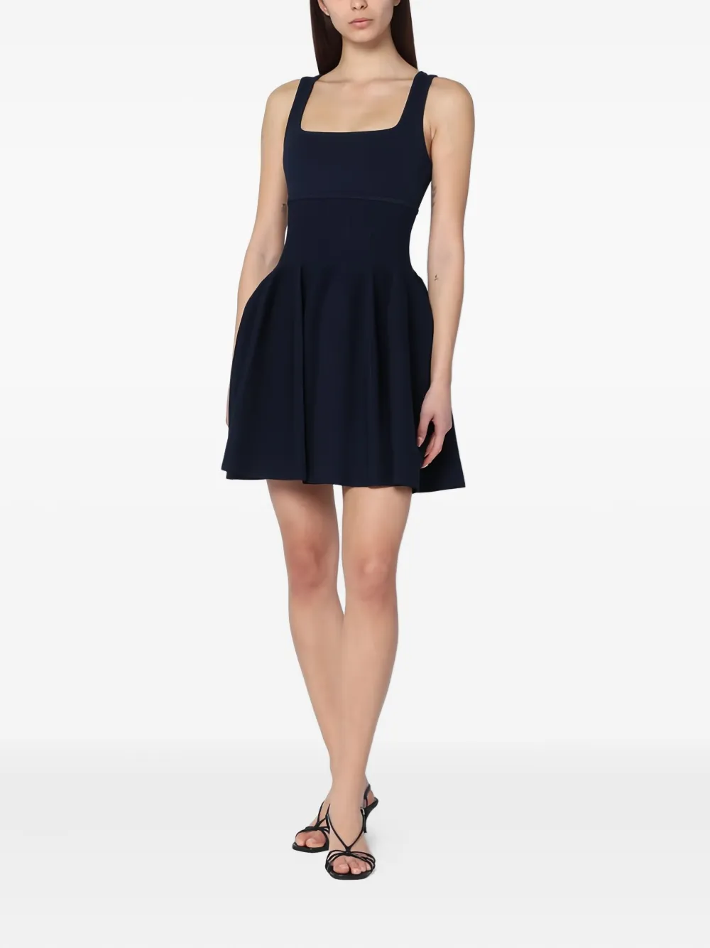 Simkhai square-neck pleated dress Zwart