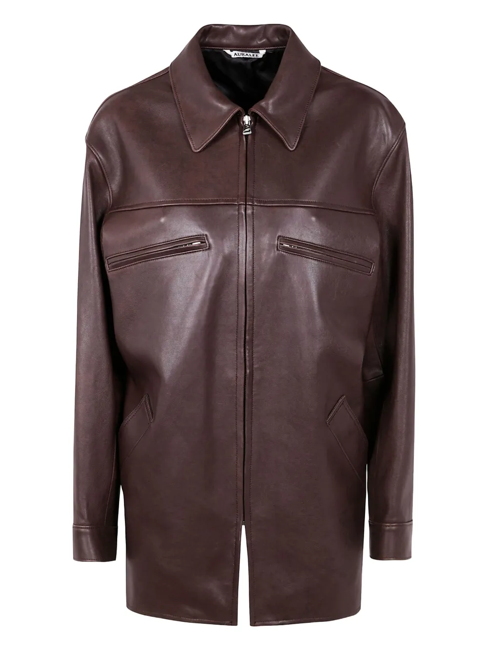 Auralee bomber-style leather jacket - Marrone