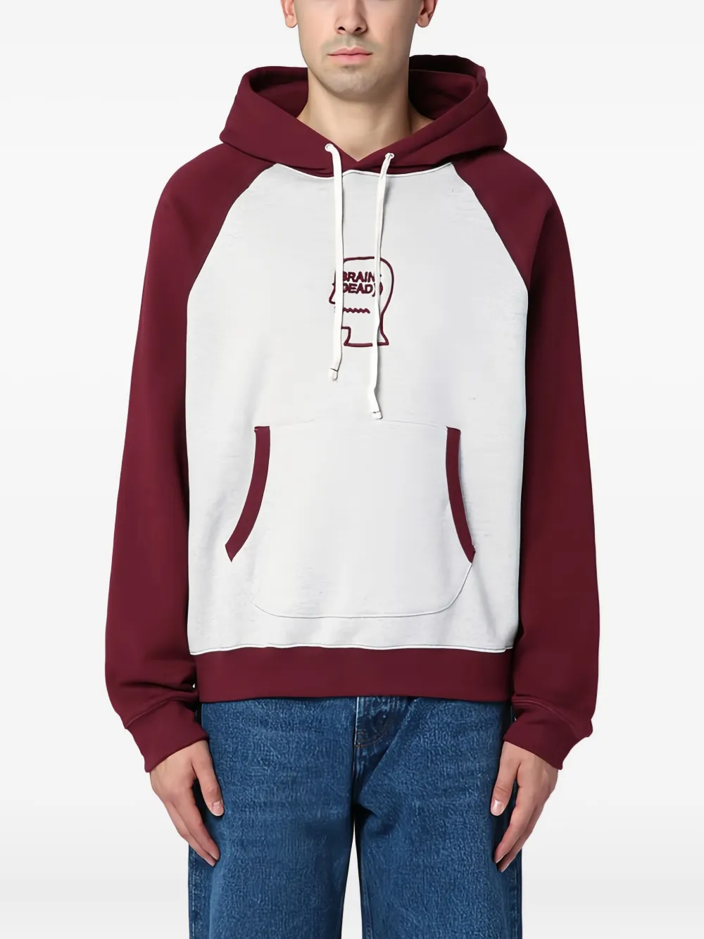 Brain Dead raglan-sleeve embroidered hoodie | Grey | Image 1
