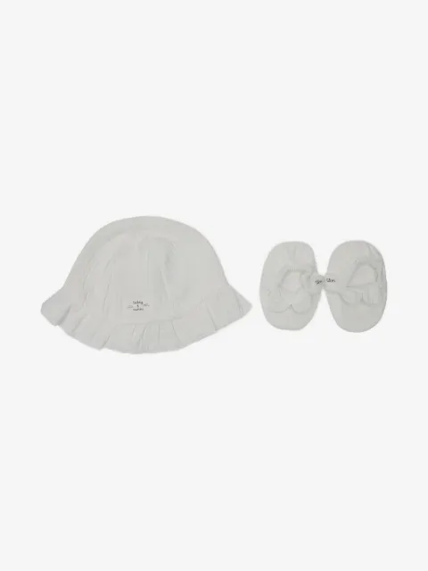 TEDDY & MINOU set de zapatos primeros pasos y sombrero de verano con volantes