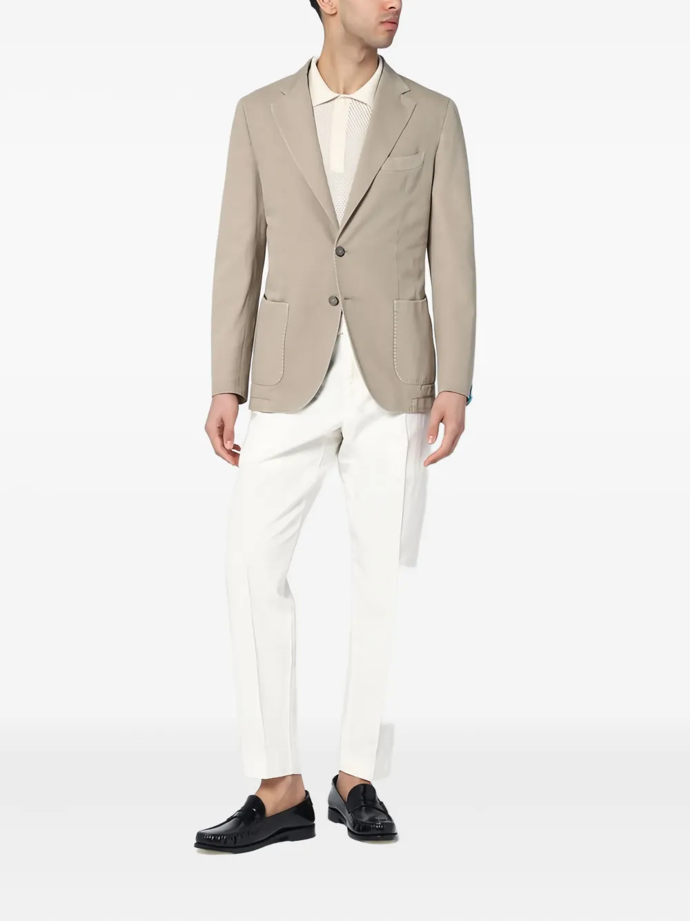 Santaniello Blazer met enkele rij knopen Beige