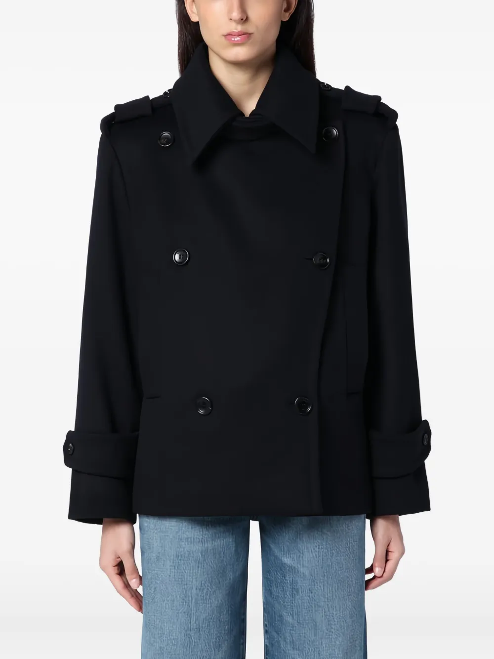 Max Mara Blue Double-breasted Wool Coat In Blue
