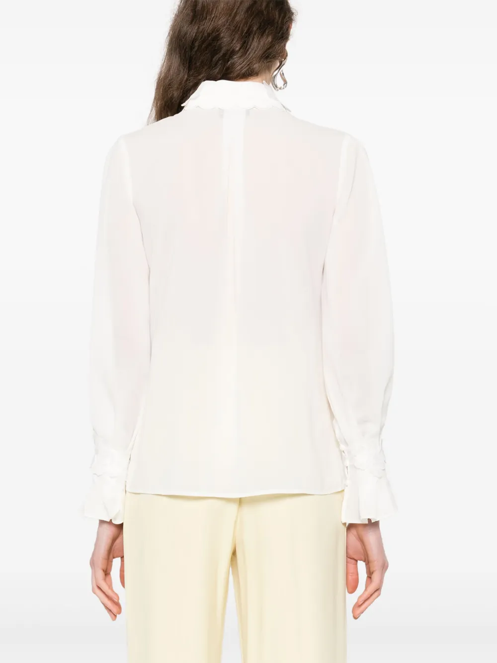 Elisabetta Franchi Georgette blouse met geborduurde bloemen Wit