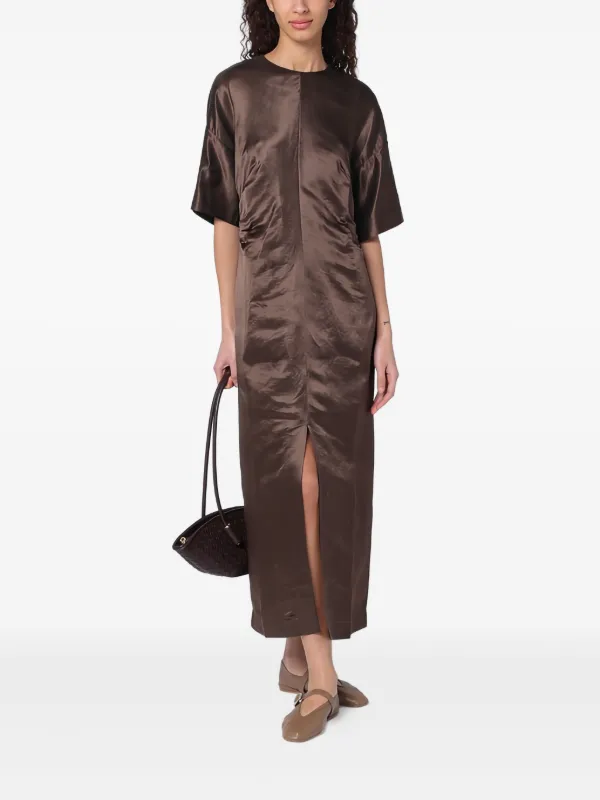 LouLou De Saison Fitted Midi Dress | Brown | FARFETCH GE LouLou De Saison Fitted Midi Dress | Brown | FARFETCH GE