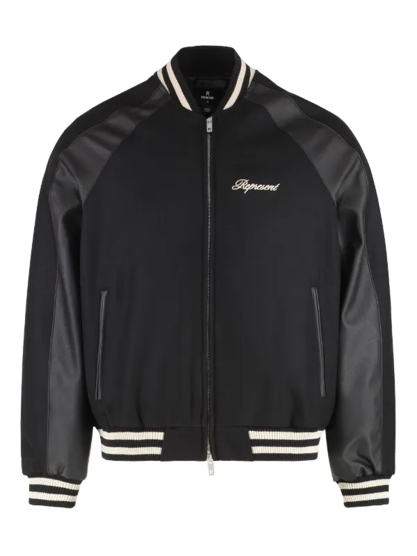 Represent logo-embroidered Bomber Jacket Black FARFETCH TR - Main Image