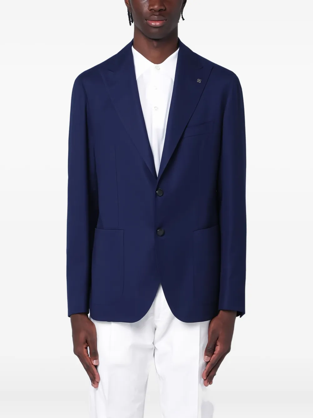 Tagliatore single-breasted patch-pocket jacket Blauw