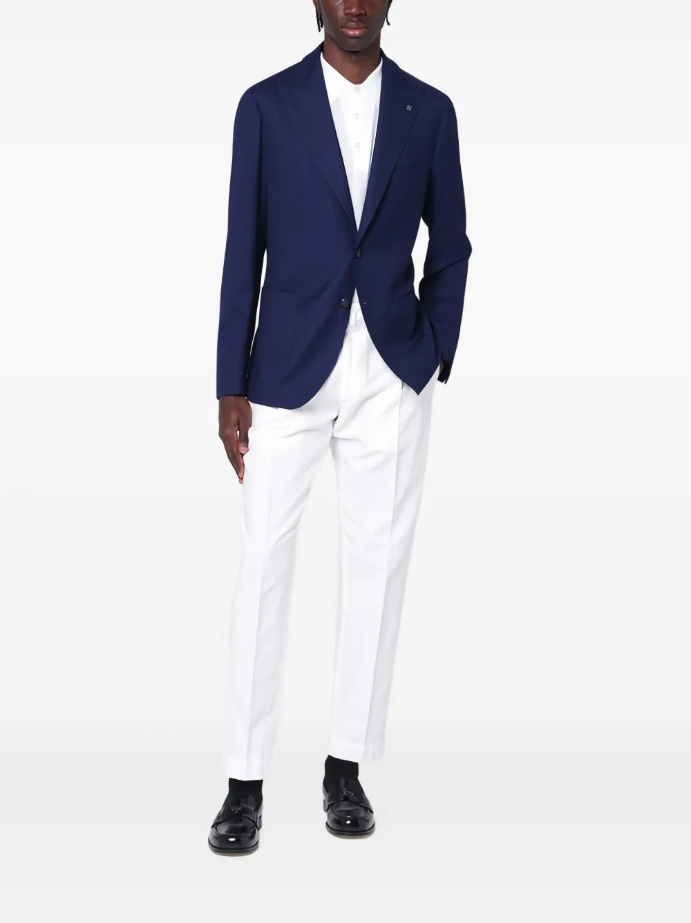 Tagliatore single-breasted patch-pocket jacket Blauw