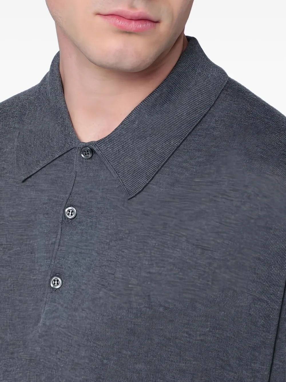 John Smedley Poloshirt met lange mouwen Grijs