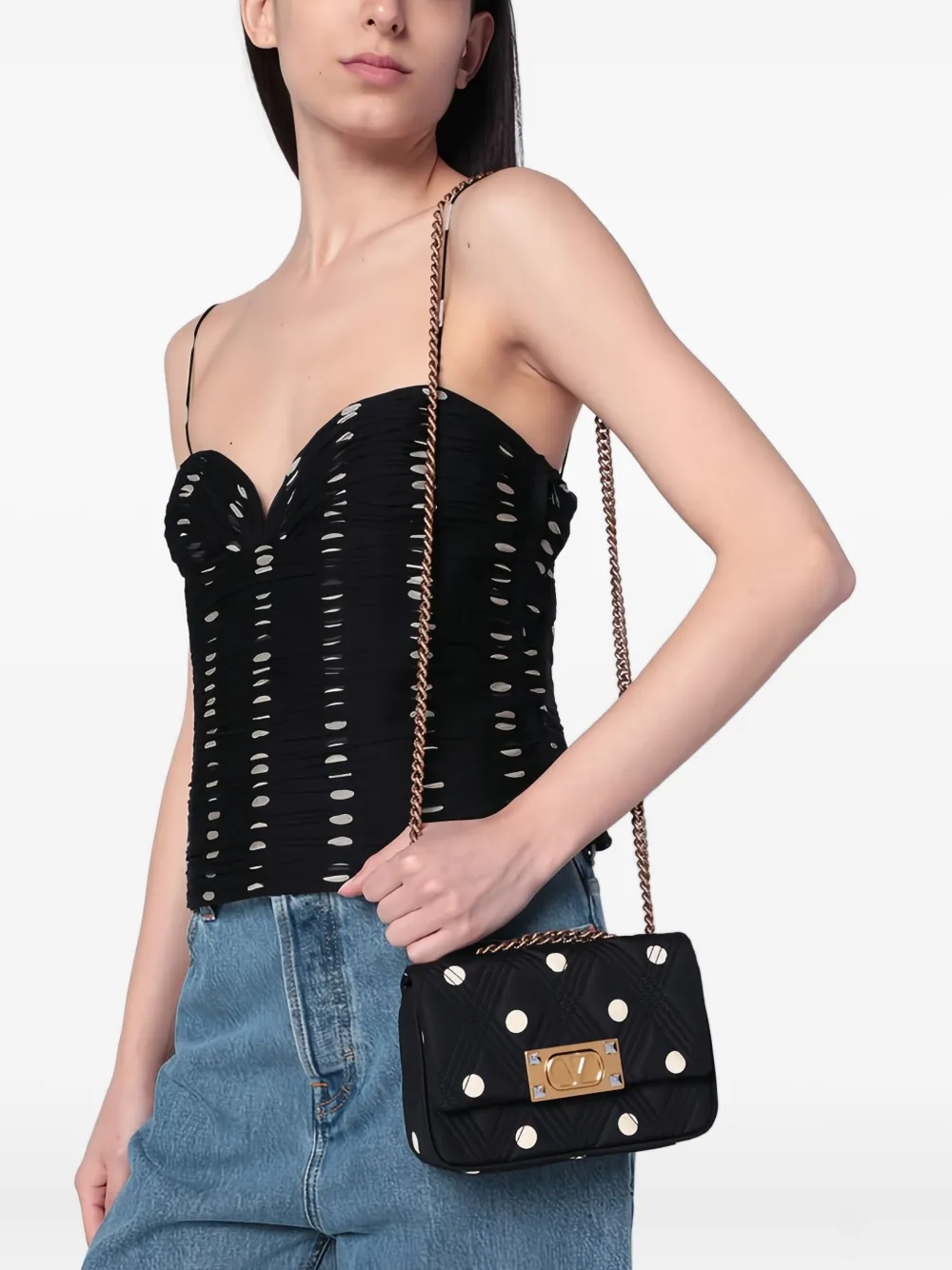 Valentino Garavani Quiltie 67 crossbodytas met stippen Zwart