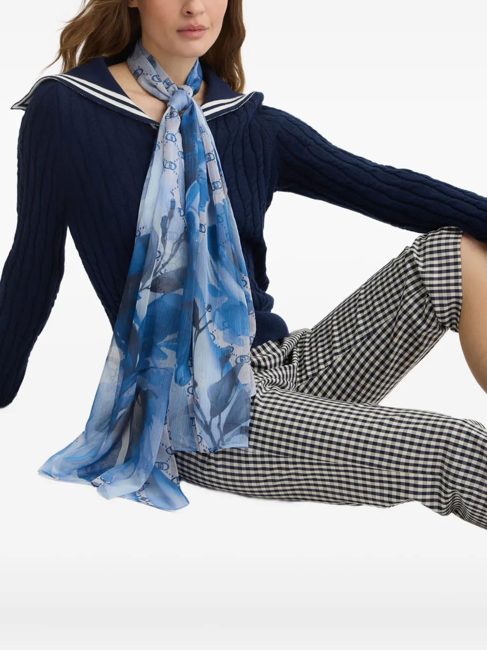 LIU JO Sjaal met bloemenprint Blauw