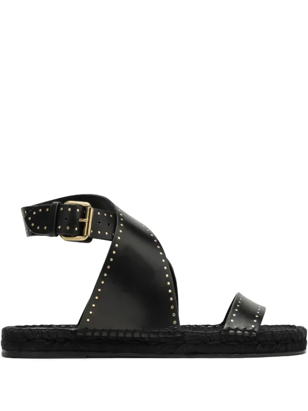 ISABEL MARANT スタッズ クロスストラップ サンダル | ブラック