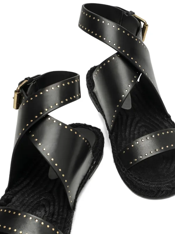 ISABEL MARANT スタッズ クロスストラップ サンダル | ブラック