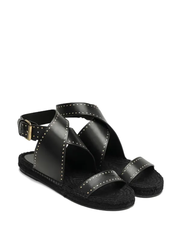 ISABEL MARANT スタッズ クロスストラップ サンダル | ブラック
