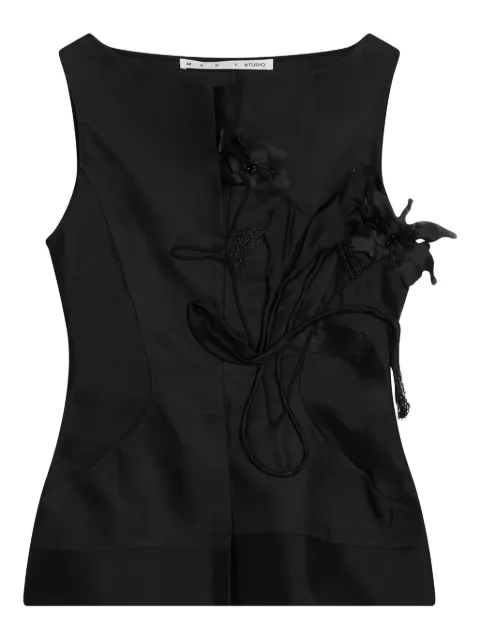 MARK KENLY DOMINO TAN floral-appliqué top