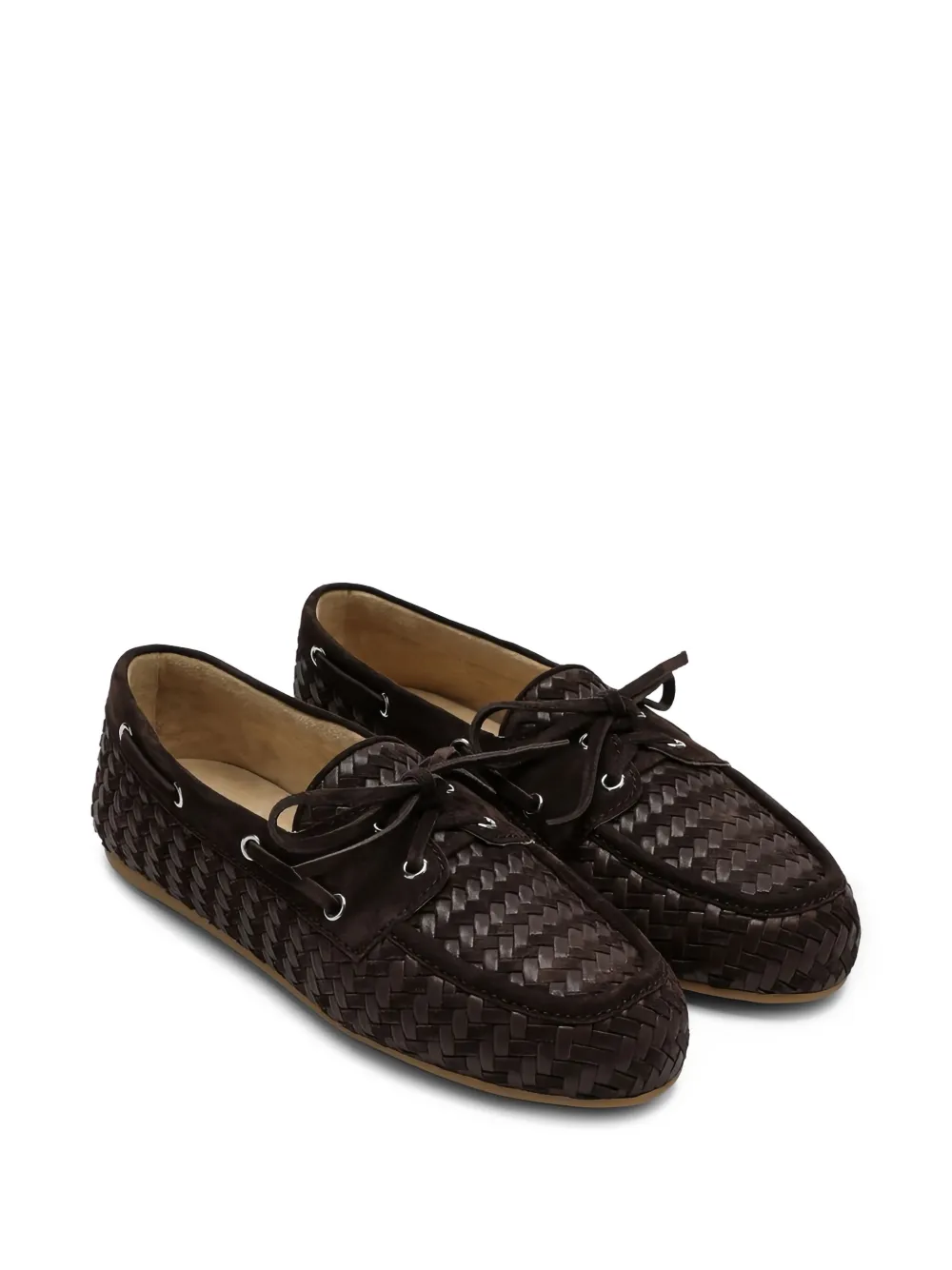 Miu Miu Geweven suède loafers - Bruin