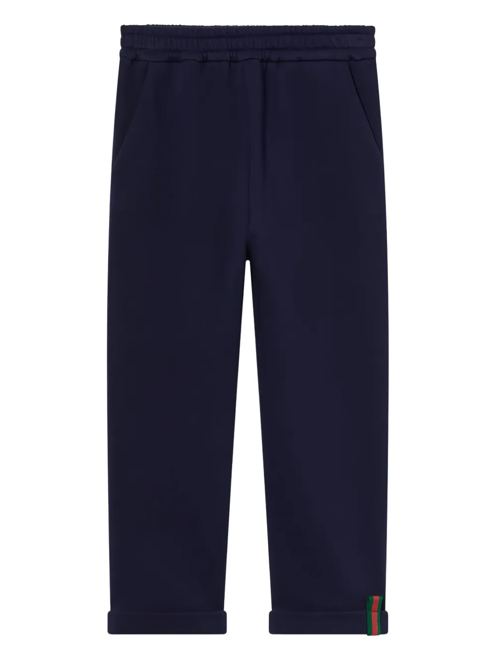 Gucci Kids elastic-waistband cuffed trousers Blauw