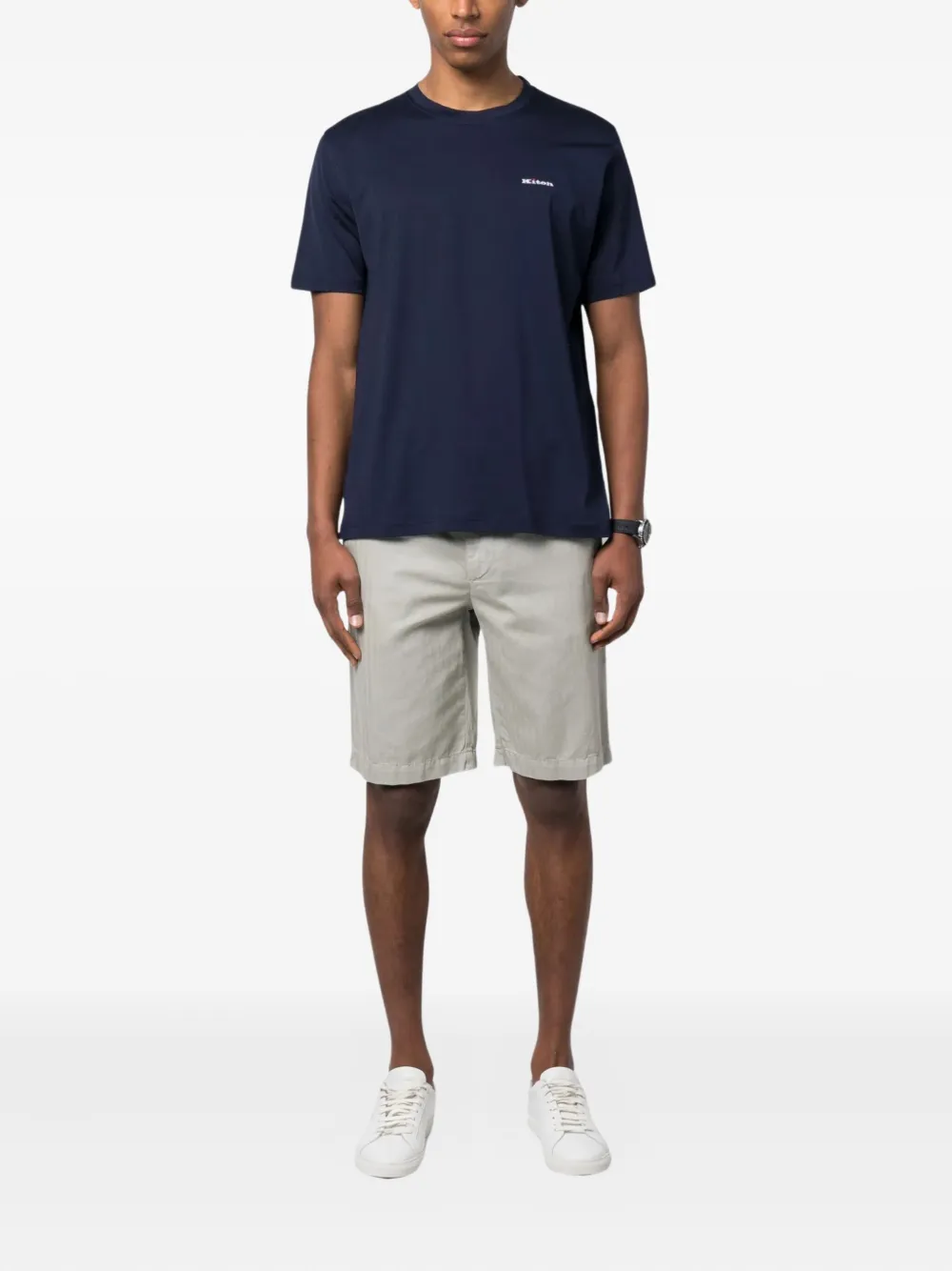 Kiton logo-embroidered T-shirt - Blauw