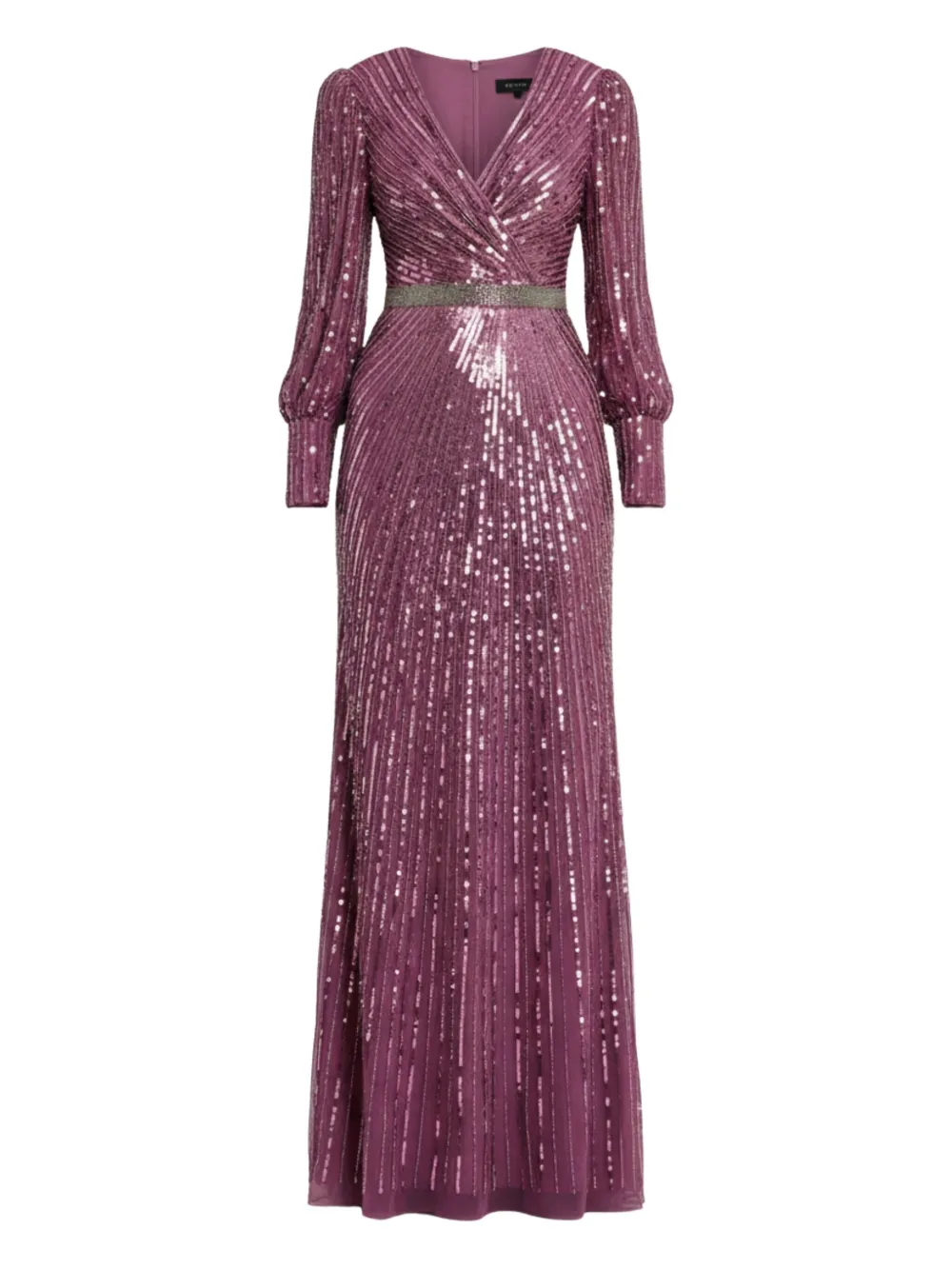 Mac Duggal スパンコール ビショップスリーブ ドレス - パープル