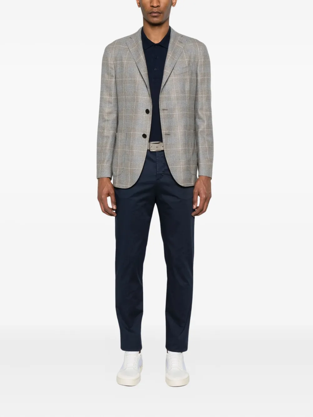 Kiton logo-patch trousers - Blauw