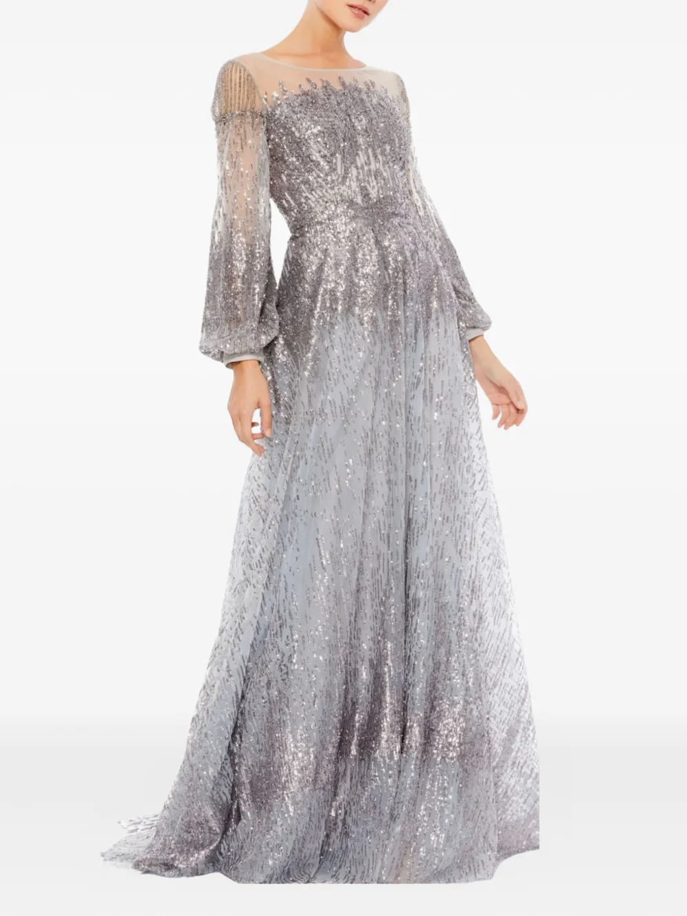 sequin-embellished long-sleeve gown