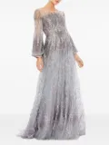 Mac Duggal sequin-embellished long-sleeve gown - Silver