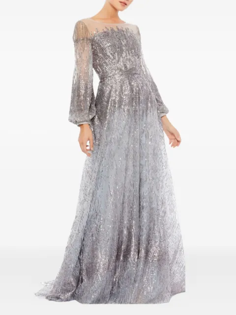 Mac Duggal sequin-embellished long-sleeve gown