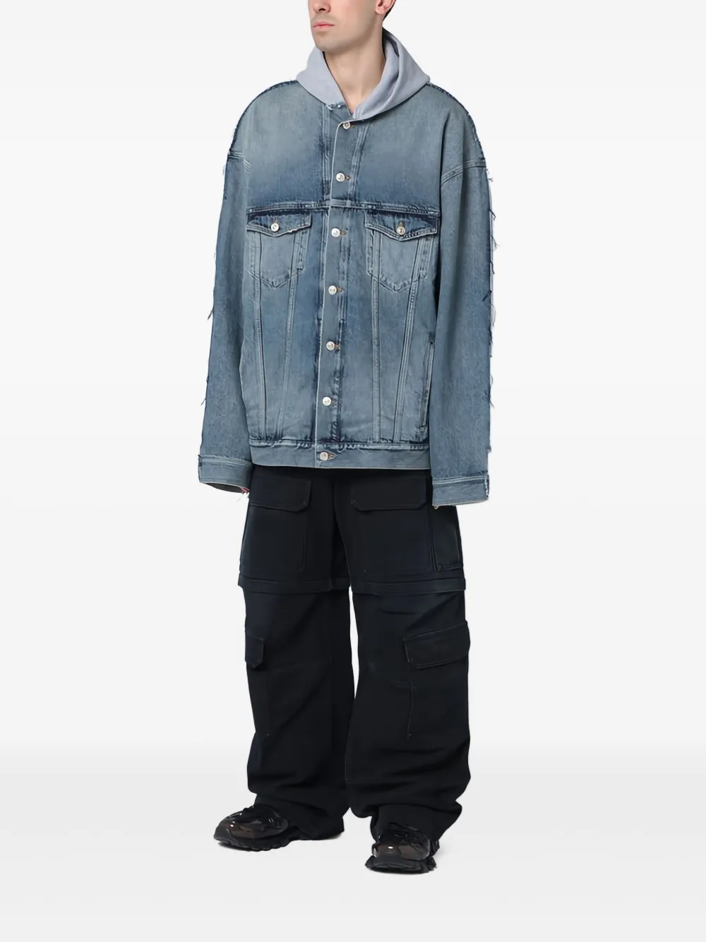 Balenciaga Denim jack met capuchon Blauw