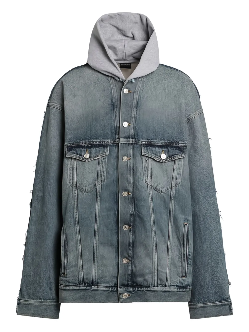 Balenciaga Denim jack met capuchon Blauw