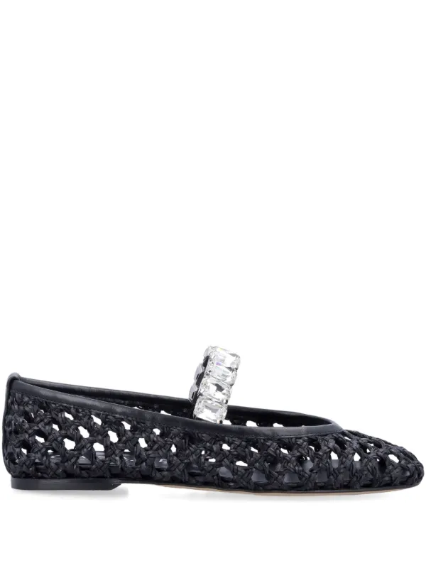 COMPOSITION 黒 フラットシューズ ビジュー付き Casadei ビジュー フラットシューズ | ブラック | FARFETCH JP