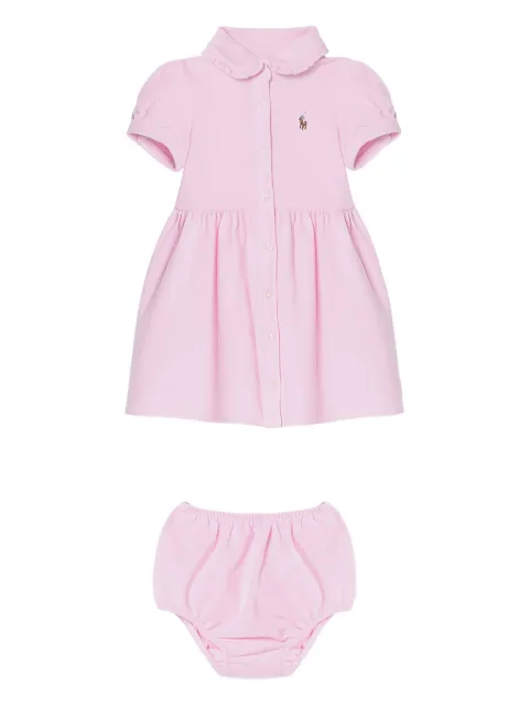 POLO RALPH LAUREN KIDS فستان بأكمام قصيرة وياقة مكشكشة