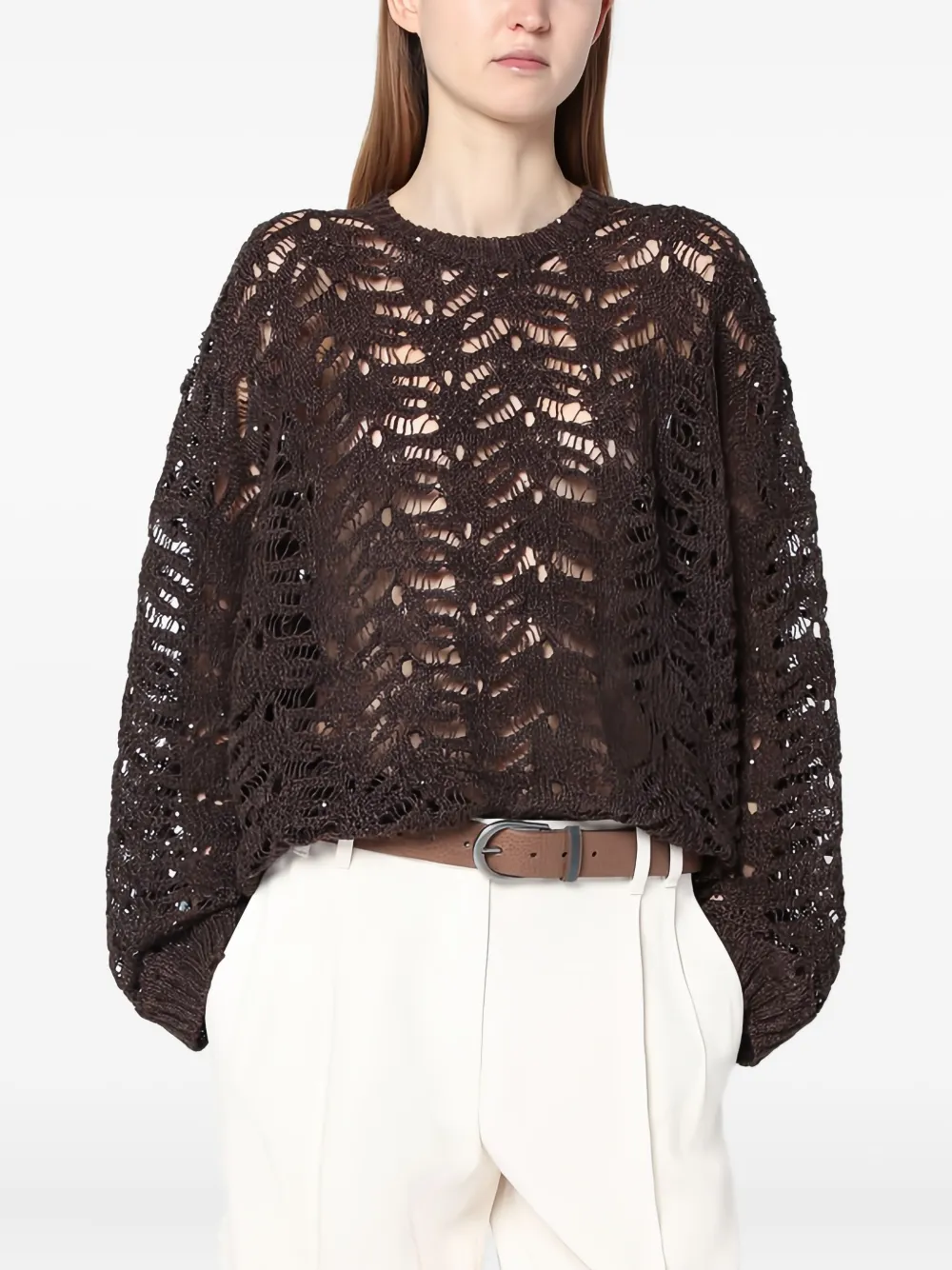 Brunello Cucinelli open-knit sweater Bruin