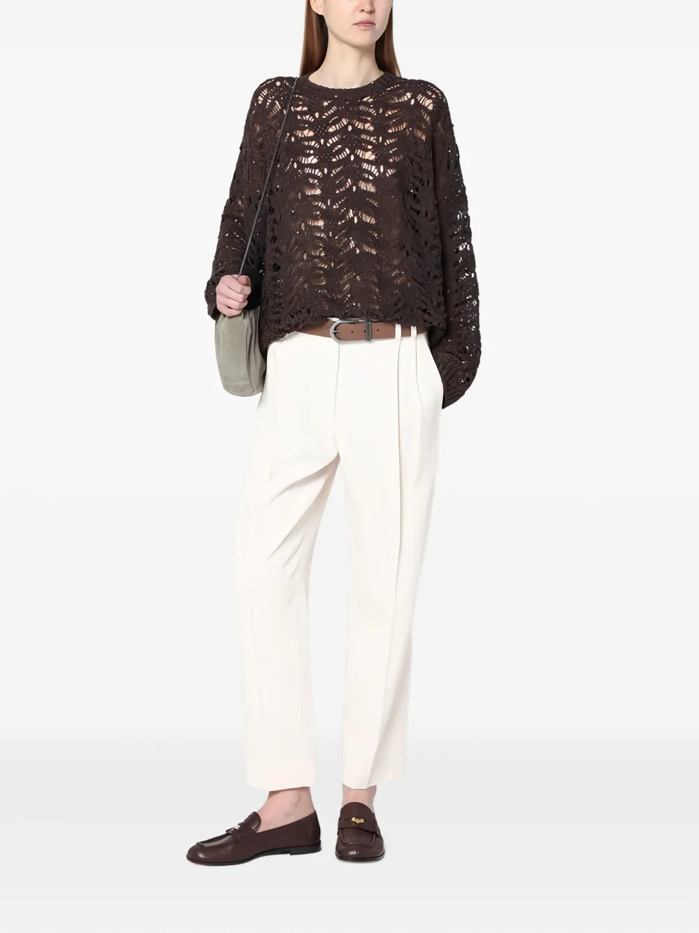 Brunello Cucinelli open-knit sweater Bruin