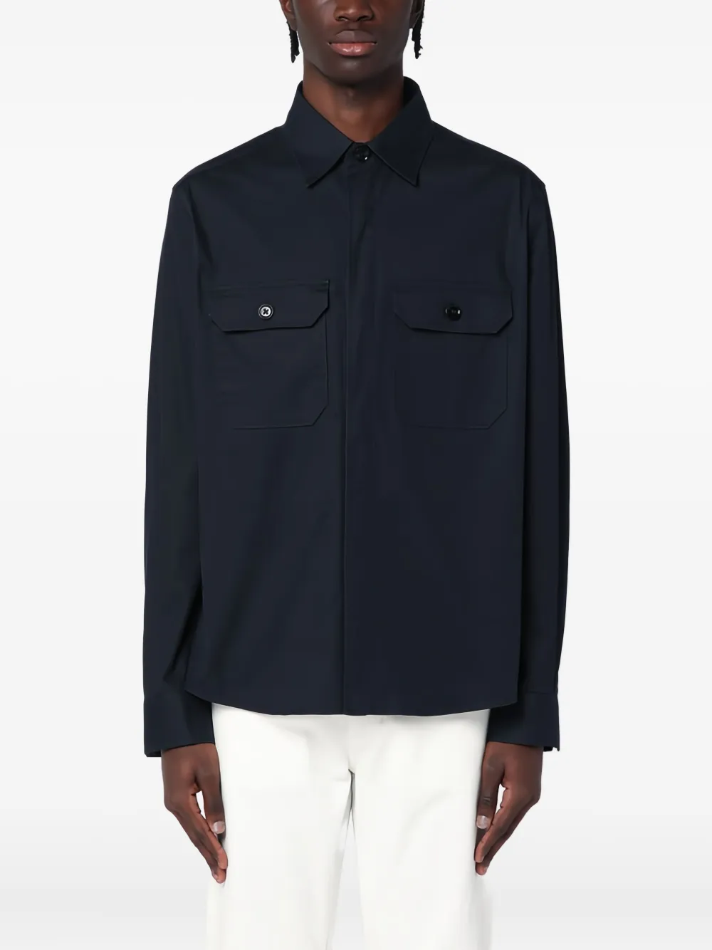 Zegna long-sleeves pocket shirt Blauw