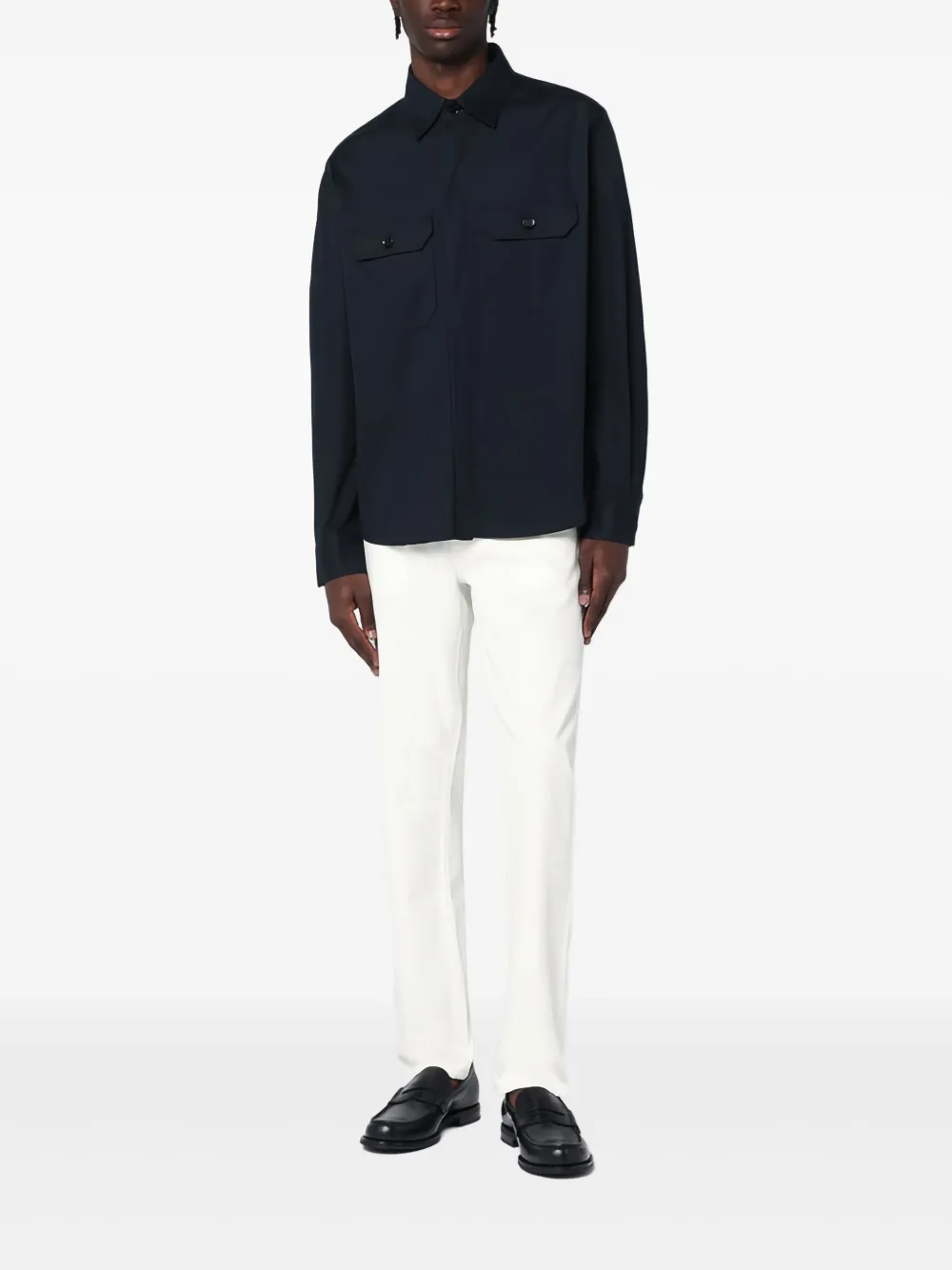 Zegna long-sleeves pocket shirt Blauw