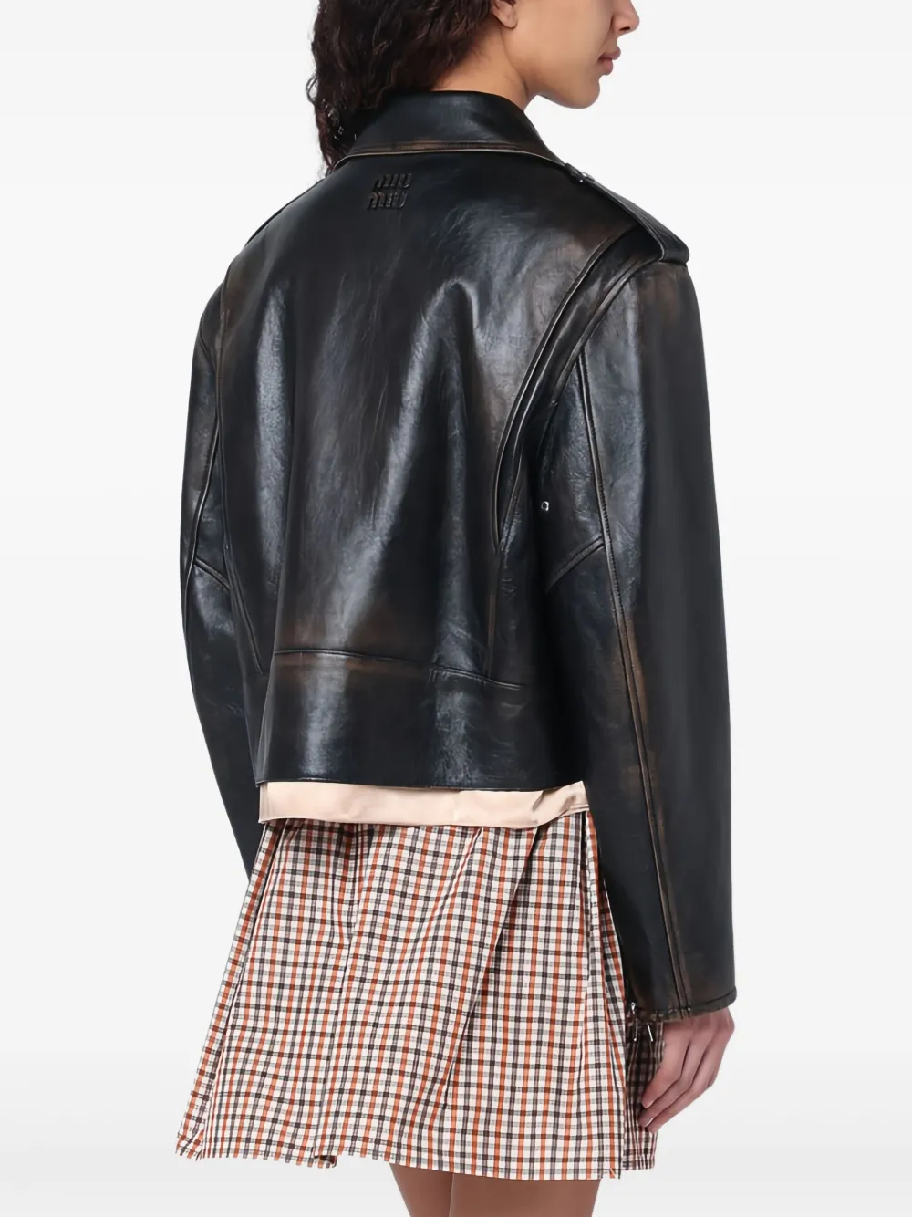 Miu Leren bikerjack Zwart