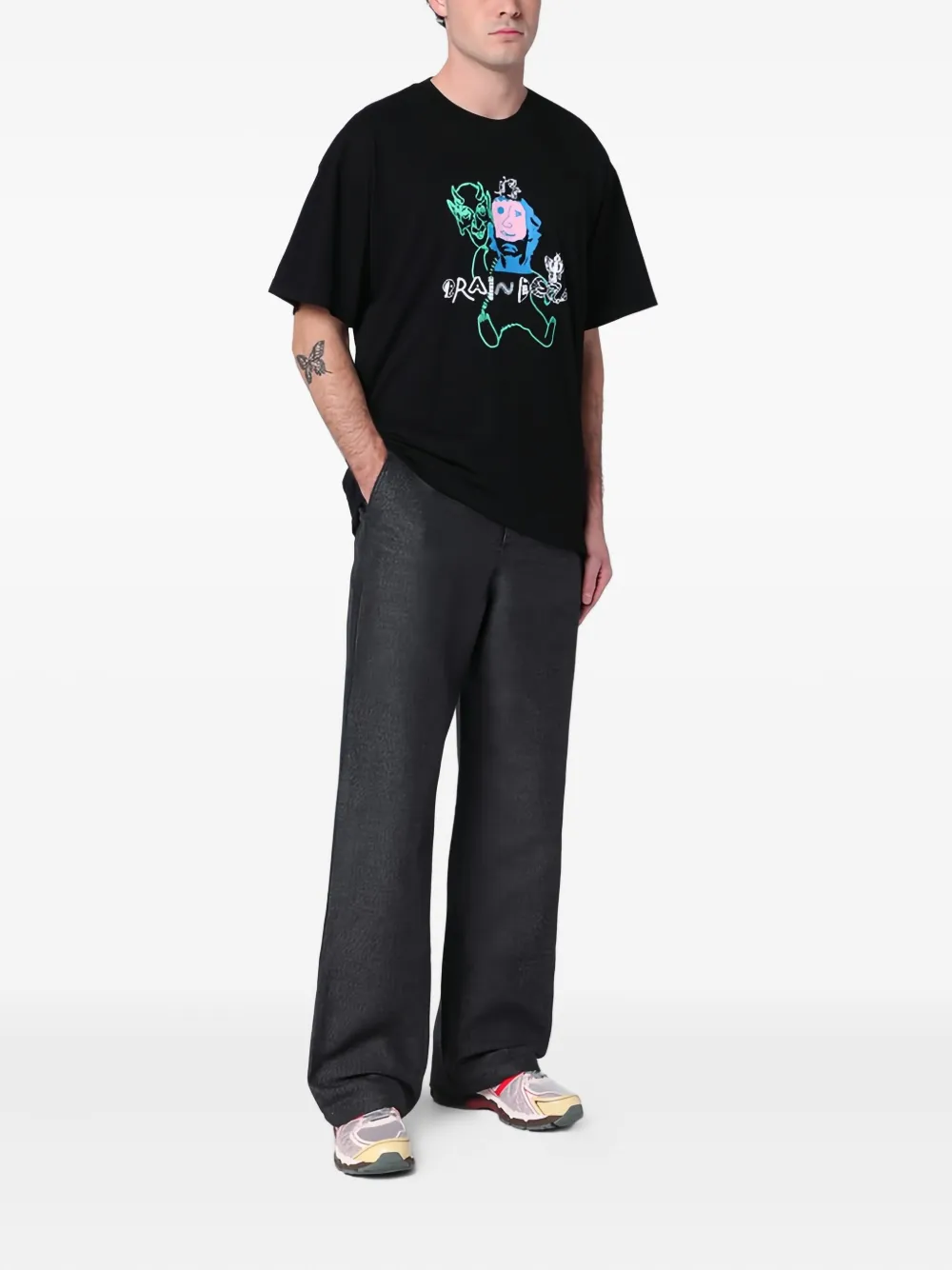 Brain Dead Katoenen T-shirt met grafische print - Zwart